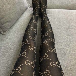 Monogram Sheer Black Logo Tights